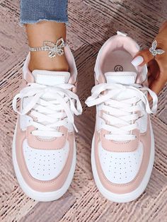 Fashionable Casual Glitter Mixed Color Skate Sneakers For Students Multicolor Sporty    Plain    Women Shoes, size features are:Bust: ,Length: ,Sleeve Length: Sporty Sneakers, Shoes Teen, Casual Sneakers Women, Estilo Hip Hop, Boys Sneakers, Party Shoes, Trendy Shoes, Casual Girl, Skate Shoes