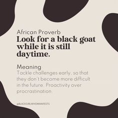 an advertisement for african prover's book, look for a black goat while it is still daytime