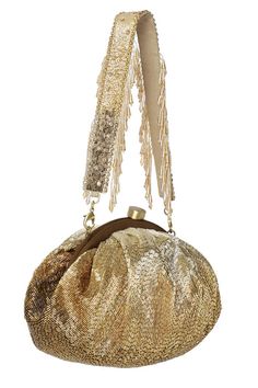 Peerless gold soft pouch clutch with delicate hand embroidery with fine japanese bugle beads in shaded effect. Comes with long detachable tassel handle.
Type: Embroidered
Composition: Satin, Lining: Suedette
Color: Gold
Bead tassels
Detachable tassel handle
Size: L x W x H (cm): 26 x 16 x 26
Weight (kgs): 1
Closure: Metallic clasp - Aza Fashions Neha Mehta, Embroidered Pouch, Embroidered Clutch, Luxury Sale, Green Hand, Gold Handbags, Gold Hand, Garden Theme, Bugle Beads