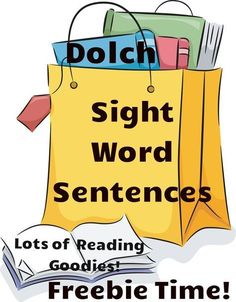 a yellow bag with the words dolch sight word sentences in front of it