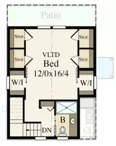 a floor plan for a small house with two bedroom and an attached loft area,