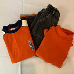 This Vintage Gymboree Outfit Is Perfect For A Casual Day Out. The Set Includes A Turtleneck, Overshirt And Matching Pants For Boys In Size 5. The Orange Color Adds A Pop Of Fun To The Outfit, And The 100% Cotton Material Ensures Comfort Throughout The Day. The Set Is Perfect For A Variety Of Occasions And Is Sure To Make Your Little One Stand Out. The Set Is Made Up Of Three Pieces And Includes The Turtle Neck Overshirt And Pants. Get This Amazing Outfit For Your Little Boy Today! Pants For Boys, Vintage Suede Jacket, Matching Pants Set, Vintage Gymboree, Burberry Jacket, Matching Pants, Trending Accessories, Jean Coat, Trending Shoes