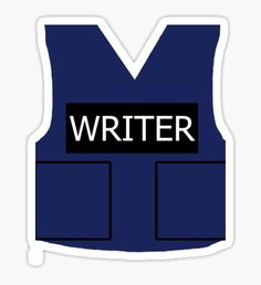 a blue vest with the words writer written on it