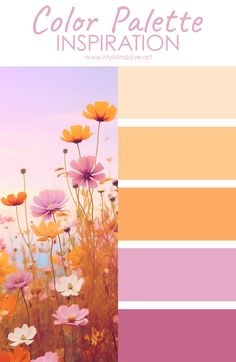 the color palette is shown with different flowers