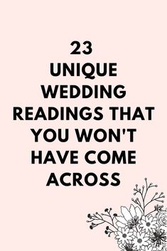 the text reads, 23 unique wedding readings that you won't have come across