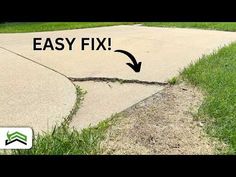 an easy fix for cracks in the sidewalk with grass and dirt on either side of it