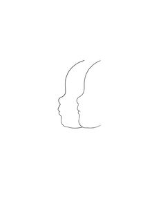 a line drawing of two people's faces facing each other with one person looking at the other