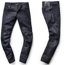 (05) Arc Slim Tapered Mens Denim Jeans Mazarine Indigo Blue - G-Star First RAW for the Oceans Collection 2014-2015 Fall Autumn Winter Mens - Bionic Yarn, the Vortex Project, Parley for the Oceans and Pharrell Williams Collaboration - Eco-Thread Fibers Recycled Plastic Bottles Sustainable Denim Jeans Fashion Otto the Octopus Houndstooth Mazarine Indigo Blue Black Drop Crotch Jeans, Mens Denim Jeans, Sustainable Denim, Biker Jeans, Japanese Denim