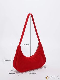 BirdinBag - Neon Red Hobo Bag - Sleek & Stylish Minimalist Design Suede Hobo Bag, Hobo Bag Patterns, Neon Red, Hobo Handbag, Red Bag, Word Wrap, Hobo Handbags, Black Border, Hobo Bag