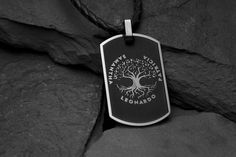 This personalized custom Necklace will be a great gift for the man from your life or for a couple. The Tree of Life pendant can be personalized with the names, coordinates, dates or your short message. ◆ How to personalize ----------------------------- FRONT Engraving: Enter personalization as shown on the 1st photo (names ... or coordinates, dates, short message). Up to 35 characters. Back Engraving (optional): You can add engraving on the backside. For example: I love you (symbol 1). Up to 8 l Black Laser Engraved Jewelry For Personalized Gift, Laser Engraved Pendant Necklace For Gift, Father's Day Black Laser Engraved Jewelry, Personalized Black Laser Engraved Jewelry, Black Laser Engraved Jewelry For Father's Day, Spiritual Engraved Necklace For Father's Day, Meaningful Laser Engraved Necklace For Gift, Father's Day Engraved Pendant Jewelry, Meaningful Laser Engraved Necklace, Gift