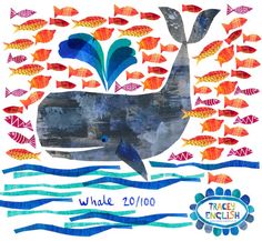 a whale surrounded by fish in the ocean with words that read whale 20 / 10