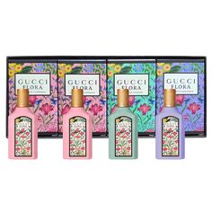 PRICES MAY VARY. Gucci Flora Variety Mini Splashes, 4 x 0.16 fl oz Gorgeous Gardenia (x2), 0.16 fl oz Gorgeous Jasmine 0.16 fl oz Gorgeous Magnolia 0.16 fl oz Travel Size Perfume Sampler Set Discover the enchanting world of Gucci Flora Perfume for Women with this Variety Gift Set of Mini Splashes. Featuring four exquisite fragrances in 0.16 fl.oz bottles, including Gorgeous Gardenia (x2), Gorgeous Jasmine, and Gorgeous Magnolia. Indulge in the luxurious scents that evoke the beauty of blooming g Perfume Sets For Women, Flora Perfume, Gucci Flora Perfume, Mini Fragrance, Gucci Flora, Travel Size Perfume, Gift Sets For Women, Perfume Gift Sets, Perfume Gift