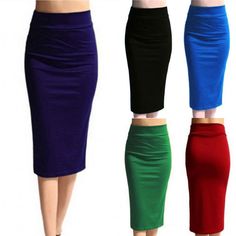 Hot Sale Women Pencil Skirt New Ladies Office Stretch Bodycon Midi Skirt Female High Waist Mid-Calf Black Bodycon Skirt, Skirt Office, Pencil Skirt Casual, Skirt Tulle, Bodycon Midi Skirt, Solid Skirt, Office Skirt, Stretch Pencil Skirt, Women Skirt