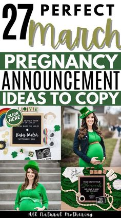 pregnant woman in green outfit with st patrick's day decorations