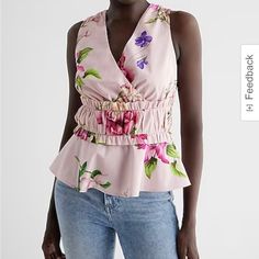 Floral V-Neck Ruffle Peplum Tank. New With Tags. Chic Floral Print V-neck Top, Spring V-neck Peplum Top With Ruffle Hem, Chic V-neck Peplum Top With Ruffles, Spring Chic V-neck Peplum Top, Feminine V-neck Top With Ruffle Hem, Elegant V-neck Peplum Top With Ruffles, Summer Floral Print Peplum Top, Summer Feminine Floral Print Peplum Top, Spring V-neck Top With Ruffle Hem