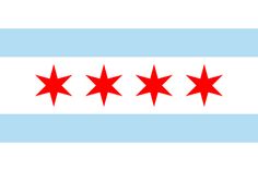 the flag of chicago is shown in red, white and blue with a star on it