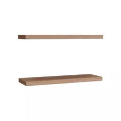 two wooden shelves are shown against a white background