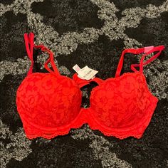 Brand New With Tags Red Lace Bra Size 32c By Pink Red Lace Bra, Place Holder, Sleep Wear, Bras And Panties, Red Lace, Dream Clothes, Lace Bra, Bra Sizes, Pink Red