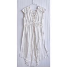 In Excellent Condition. No Flaws. Worn Once, Like Brand New. In Ivory. Size M. Anthropologie Ivory Short Sleeve Button Front Braided Cover Up Dress Features: Super Lightweight Braided Detail Cover Up Dress. 100% Cotton V-Neckline Button Front High Side Slits Detail Short Sleeves Measurements: Bust: 23” Pit To Pit Waist: 18.5” Laid Flat Length: Approx 27” From Shoulder To Hem Bundle And Save! Ships Next Business Day! Casual White Maxi Dress With Button Closure, Casual White Maxi Dress With Buttons, White Button-up Feminine Dress, White Feminine Button-up Dress, Cream Buttoned Dress For Daywear, Cream Button Dress For Daywear, Knee-length Cream Dress With Buttons, Cream Knee-length Dress With Buttons, Cream Knee-length Button Dress