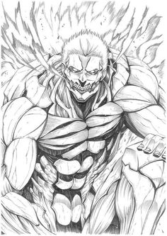 a drawing of a demon with large muscles