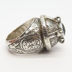 925 Sterling Silver Antique Ethnic Design Wide Massive Ring Size 9 3/4 Weight: 21.6g WELCOME TO PAWN SHOP We are an actual pawn shop and have been in business for over 25 years. Since 1990, our establishment has been serving a variety of clients by providing them with short term cash solutions and options of liquidity regarding their treasured heirlooms. Acknowledging that today′s customers are very sophisticated and are looking for a variety of investments, our acquisitions are hand-picked for Antique Silver Engraved Ring, Vintage Sterling Silver Engraved Dome Ring, Vintage Engraved Sterling Silver Dome Ring, Handmade Antique Silver Engraved Ring, Ornate Handmade Ceremonial Rings, Antique Carved Sterling Silver Rings, Antique Silver Carved Rings, Antique Silver Engraved Open Ring, Silver Antique Carved Rings