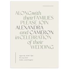 the wedding announcement card is shown in green and white, with an elegant font pattern