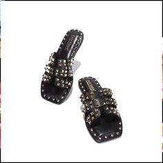 Cape Robbin Amisha Sandals Slides for Women, Studded Womens Mules Slip On Shoes Summer Slides, Studs And Spikes, Wide Width Sandals, Trendy Sandals, Plastic Shoes, Jelly Shoes, Womens Mules