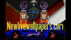 an advertisement for the new wave wallpapers store with neon signs and lights on it