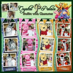 a collage of photos with winnie the pooh and tigger characters on them