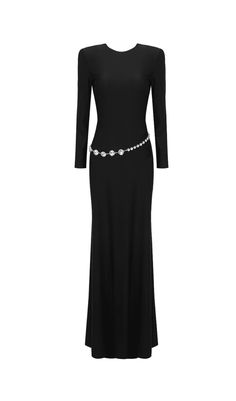 CRYSTAL EMBELLISHED MAXI DRESS IN JERSEY Fitted Maxi Evening Dress With Rhinestones, Fitted Maxi Dress With Rhinestones, Fitted Rhinestone Maxi Dress, Elegant Fitted Maxi Dress With Rhinestones, Elegant Stretch Dress With Rhinestones, Fitted Maxi Dress With Rhinestones For Formal Occasions, Formal Fitted Maxi Dress With Rhinestones, Embellished Maxi Dress, Maxi Jersey Dress