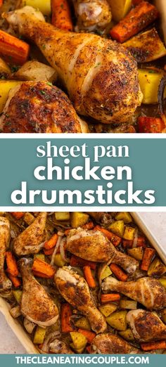 sheet pan chicken drumsticks with text overlay