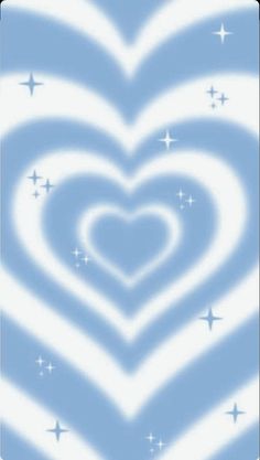 a blue and white heart with stars in the middle on a light blue sky background