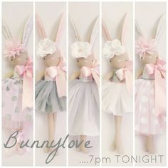 the bunny doll has four different outfits