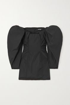 EXCLUSIVE AT NET-A-PORTER. Jacquemus' latest capsule reworks the label's signature silhouettes for evening. Cut from crisp taffeta, this glamorous mini dress has a gathered off-shoulder neckline framed by puffed sleeves that nod to the '80s. Style yours with one of the brand's bags and mules. Jacquemus Shoes, Jacquemus Dress, E Girl Outfits, 80s Style, Quiet Luxury, Fitted Silhouette, Puffed Sleeves, Fall Shopping, Kpop Outfits