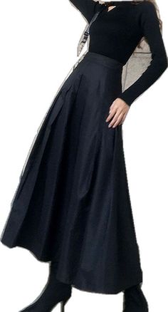 Party Maxi Skirt With Folds, Long Party Skirt With Folds, Party Flared Skirt With Folds, Long Skirt With Folds For Party, Stretch Skirt With Folds, Winter Evening Maxi Skirt, Flowy Skirt With Folds, Black Relaxed Maxi Skirt, Relaxed Black Maxi Skirt