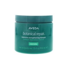 Aveda Botanical Repair Intensive Strengthening Masque, Rich, 15.4 oz is a hair treatment product designed to strengthen and repair damaged hair. It is formulated with plant-based ingredients, such as quinoa protein and sugar beet, that help to nourish and repair the hair. The masque is suitable for use on thick, coarse hair types, and is meant to be used as a weekly treatment to help improve the overall health and appearance of the hair. It is free of parabens, synthetic fragrances, phthalates, Aveda Botanical Repair, Very Dry Hair, Thick Coarse Hair, Repair Damaged Hair, Quinoa Protein, Sugar Beet, Moisturizing Conditioner, Coarse Hair, Healthy Scalp