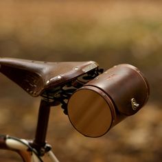 a close up of a brown bicycle handlebar