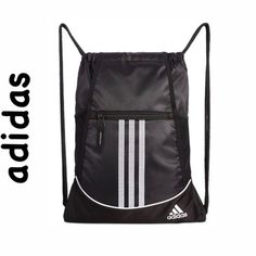 Adidas Black Alliance Ii Sackpack New With Tag Large Leather Handbags, Backpack Accessories, Adidas Bags, String Bag, Famous Footwear, Shoes With Jeans, Adidas Black, Sport Bag, Black Backpack