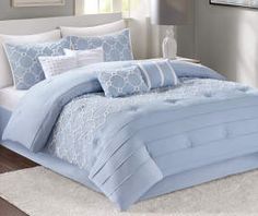 I found a Aprima Penelope Ice Blue 8-Piece Comforter Sets at Big Lots for less. Find more at biglots.com! Pale Blue Bedrooms, Light Blue Comforter, Blue Gray Bedroom, Blue Grey Walls, Pastel Bedroom, Blue Comforter Sets, Best Bedding Sets, Cozy Throw Pillows, Blue Comforter