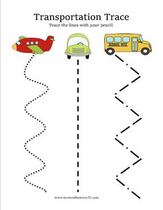 transportation trace worksheet for kids