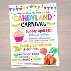 this is an image of a carnival party flyer for children's birthday or any other event