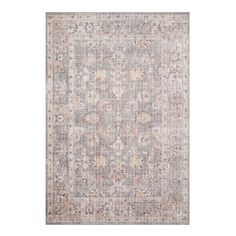 an antique rug with faded colors and floral designs on the bottom, in pink tones