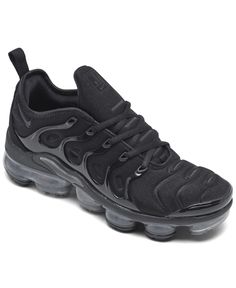 in stock Black Sneakers With Air Cushioning For Outdoor, Black Air Max Sneakers For Outdoor, Black Air Max Outdoor Sneakers, Nike Black Sneakers With Air Cushioning, Black Air Max Cushioned Sneakers For Outdoor, Black Outdoor Sneakers With Air Max Cushioning, Black Leather Running Shoes With Air Cushioning, Air Vapormax Plus, Air Vapormax