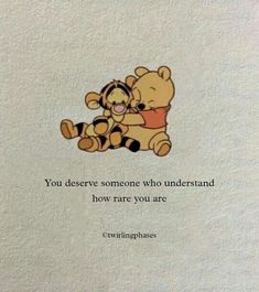 winnie the pooh and tigger hugging each other on a white background with an inspirational quote