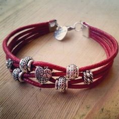 Leather Bracelet With Beads, Cord Jewelry, Wire Jewelry Designs, Homemade Jewelry, Handmade Wire Jewelry, Leather Bracelets