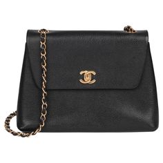 CHANEL Black Caviar Leather Vintage Medium Classic Single Flap Bag Xupes Reference: HB5181 Serial Number: 5423490 Age (Circa): 1997 Accompanied By: Chanel Dust Bag, Care Booklet, Authenticity Card Authenticity Details: Authenticity Card, Serial Sticker (Made in France) Gender: Ladies Type: Shoulder Colour: Black Hardware: Gold (24k Plated) Material(s): Caviar Leather Interior: Black Leather Closure: Turn Lock Height: 19cm Width: 25cm Depth: 19cm Strap Drop: 45cm -The exterior is in excellent con Purse Chanel, Black Caviar, Chanel Fashion, Handbags Online, Chanel Black, Black Hardware, Vintage Chanel, How To Make Notes, Flap Bag