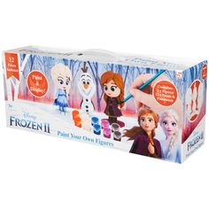 the frozen princess paint your own figures are in a box with markers and pencils