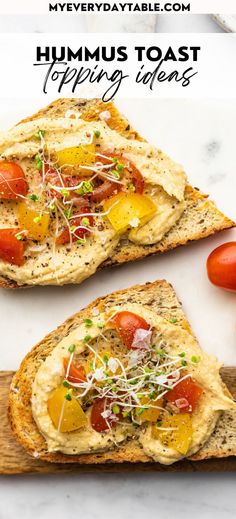 hummus toast topping ideas pin Mediterranean Snacks, Healthy Toast, Mediterranean Breakfast, Toast Toppings