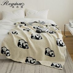 44181456486563 Feather Yarn, Kawaii Panda, Sofa Throw Blanket, Plush Sofa, Grey Throw, Cartoon Panda, Style Comfortable, W Hotel, Sofa Blanket