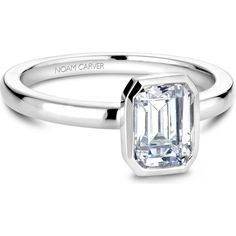 Emerald Cut Diamond Engagement Ring with Bezel Setting in White Gold by Noam Carver<em> - Choose Your Center Diamond: 1 to 5 Carats, Sustainable Lab-Grown or Natural Earth-Mined</em> Luxury Emerald Cut Engagement Ring With Bezel Setting, Sterling Silver Emerald Cut Diamond Ring With Bezel Setting, Silver Emerald-cut Ring With Bezel Setting, White Emerald-cut Rings With Bezel Setting, Gold Emerald-cut Diamond Ring With Bezel Setting, Engagement Ring With Bezel, Noam Carver, Emerald Cut Diamond Engagement Ring, Emerald Cut Diamond Engagement